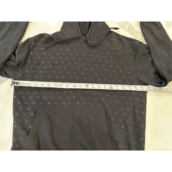True Religion Mini Logo Black Monogram Hoodie Sz L - Picture 3 of 4